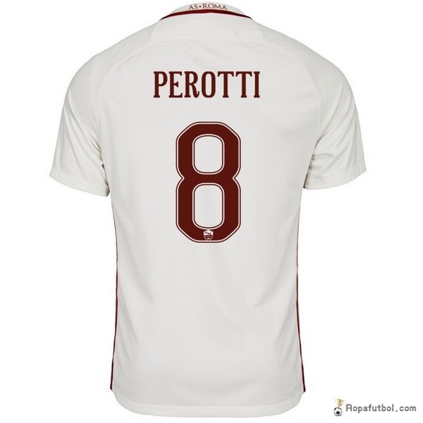 Camiseta As Roma Replica Segunda Ropa Perotti 2016/17 Blanco